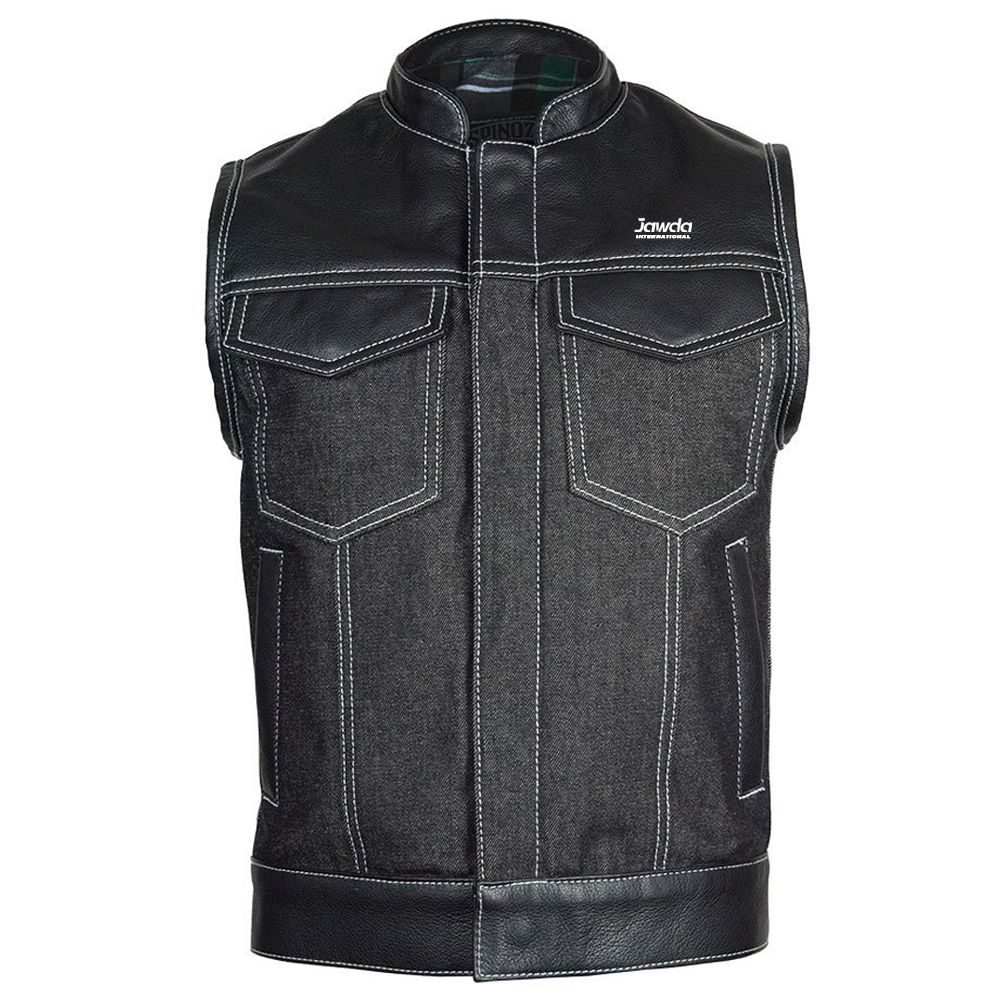 Black Denim Motorbike Vest