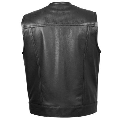 Cowhide Black Motorbike Vest #2