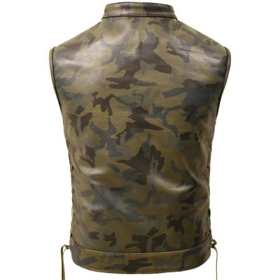 Camouflage Motorbike Leather Vest #2